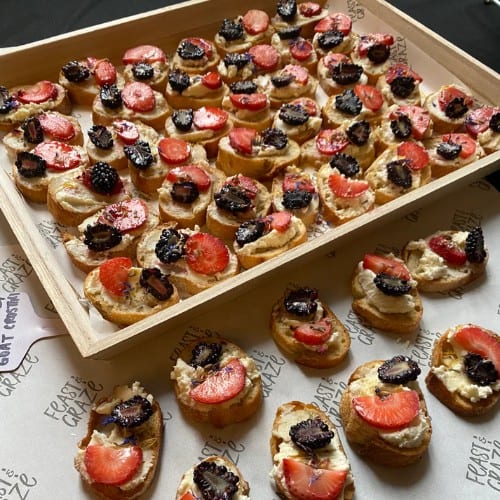 Hot Honey Goat Dip Crostinis.